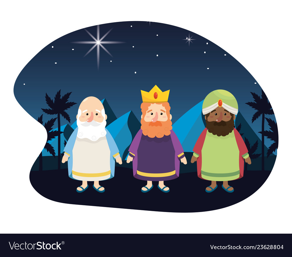 Christmas nativity scene cartoon Royalty Free Vector Image