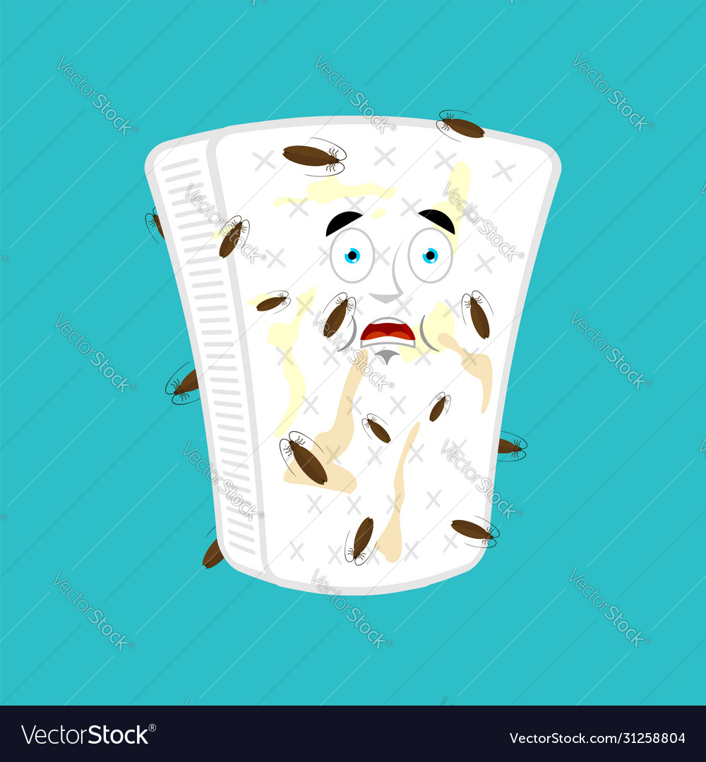 Cockroaches in mattress isolated infected Vector Image