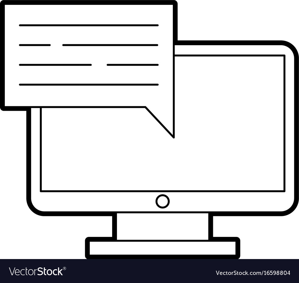 Computer desktop with speech bubble