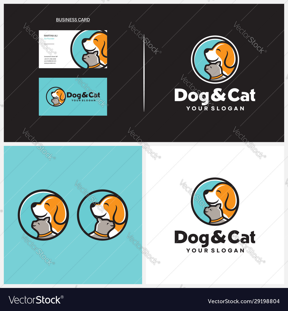 Dog and cat logo design template Royalty Free Vector Image