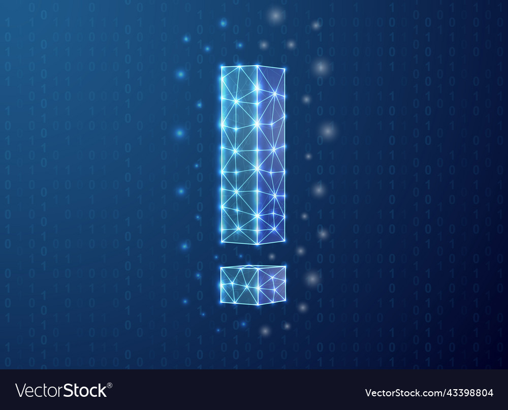Exclamation mark polygonal symbol with binary code Vector Image Exclamation mark polygonal symbol with binary code