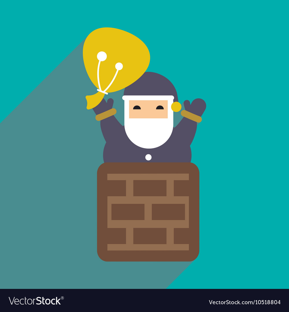 Flat icon with long shadow santa claus in chimney