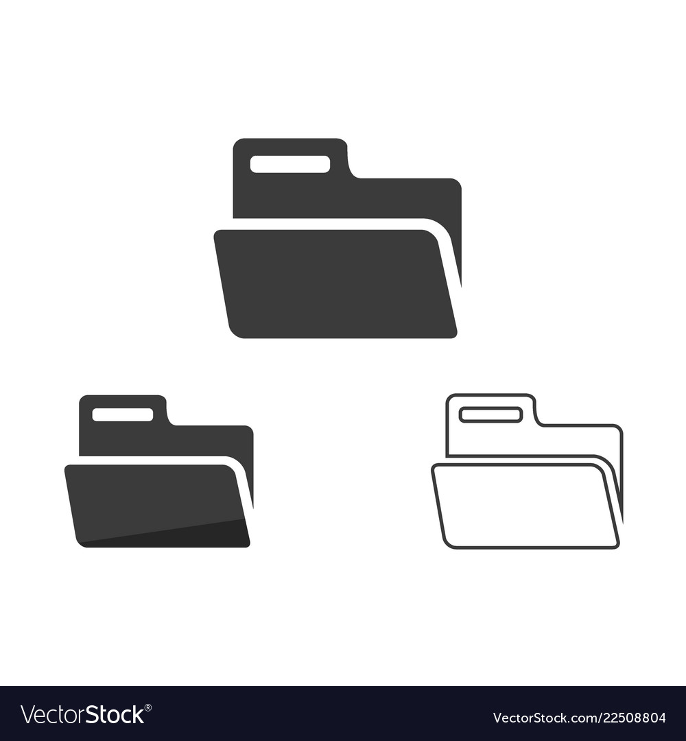 Folder icon set folders web flat style vector image Folder icon set folders web flat style