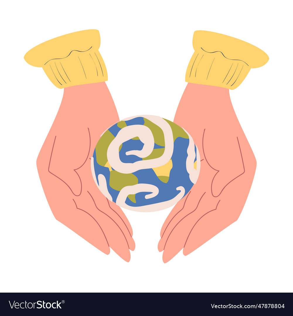 Hands embrace earth globe as ecology and planet