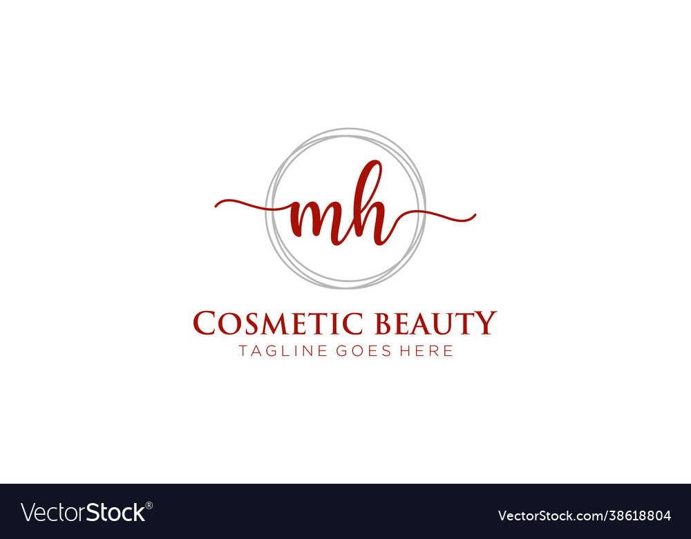 Initial mh feminine logo beauty monogram