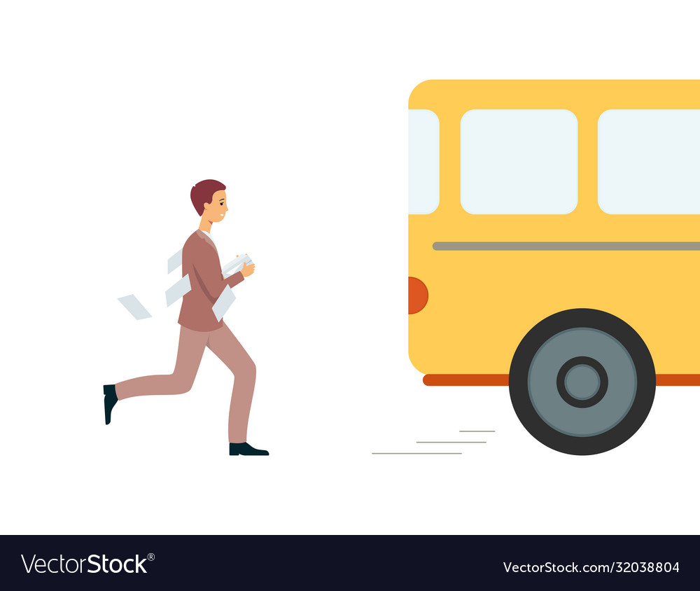 Man Running to Catch Bus