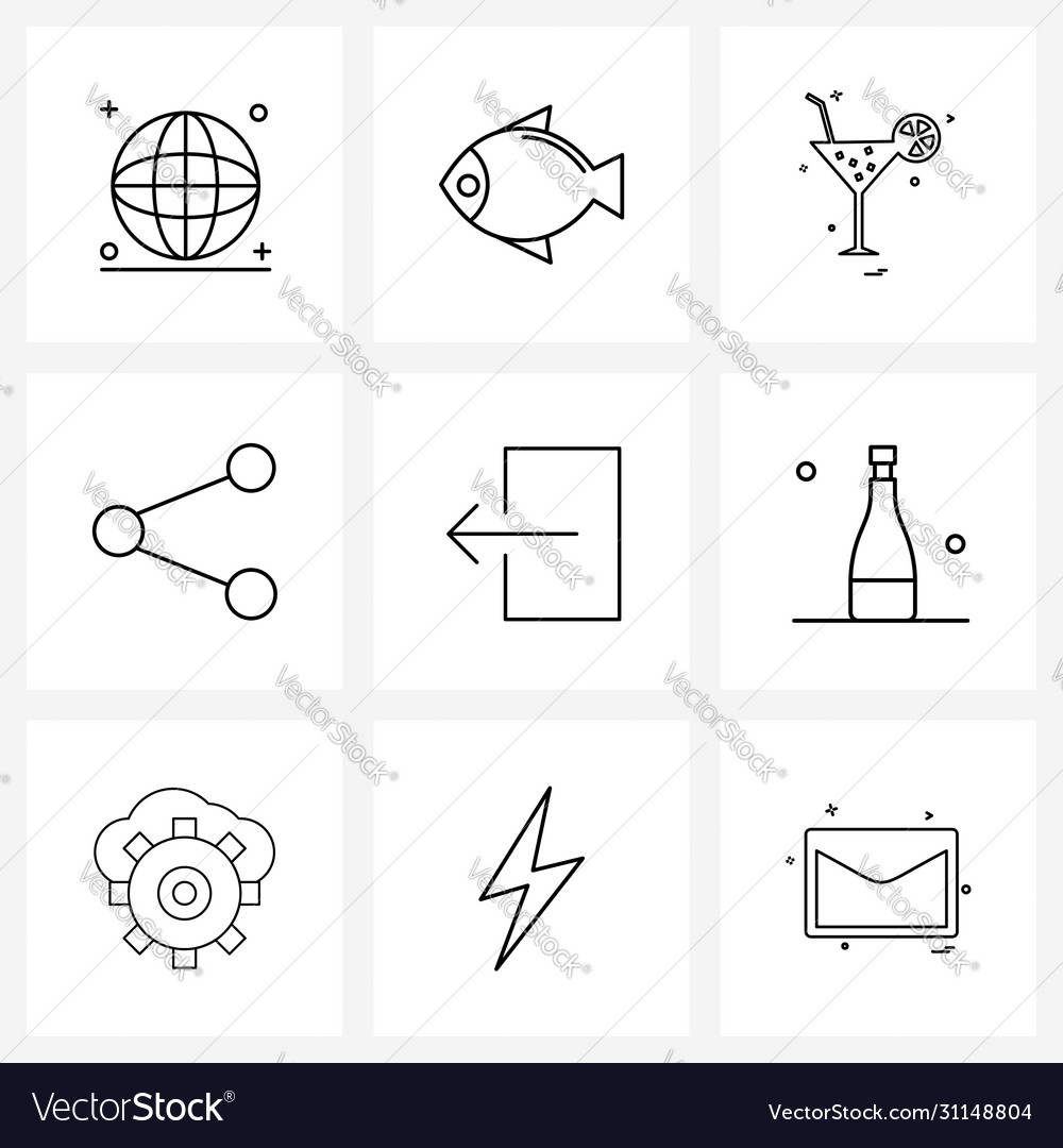Modern style set 9 line pictograph grid based