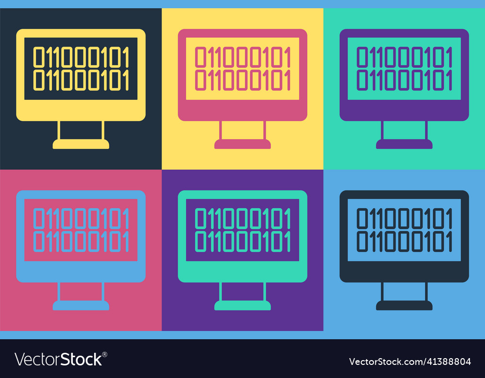 Pop Art binäre Code-Symbol isoliert auf der Farbe vector image Pop Art binäre Code-Symbol isoliert auf der Farbe