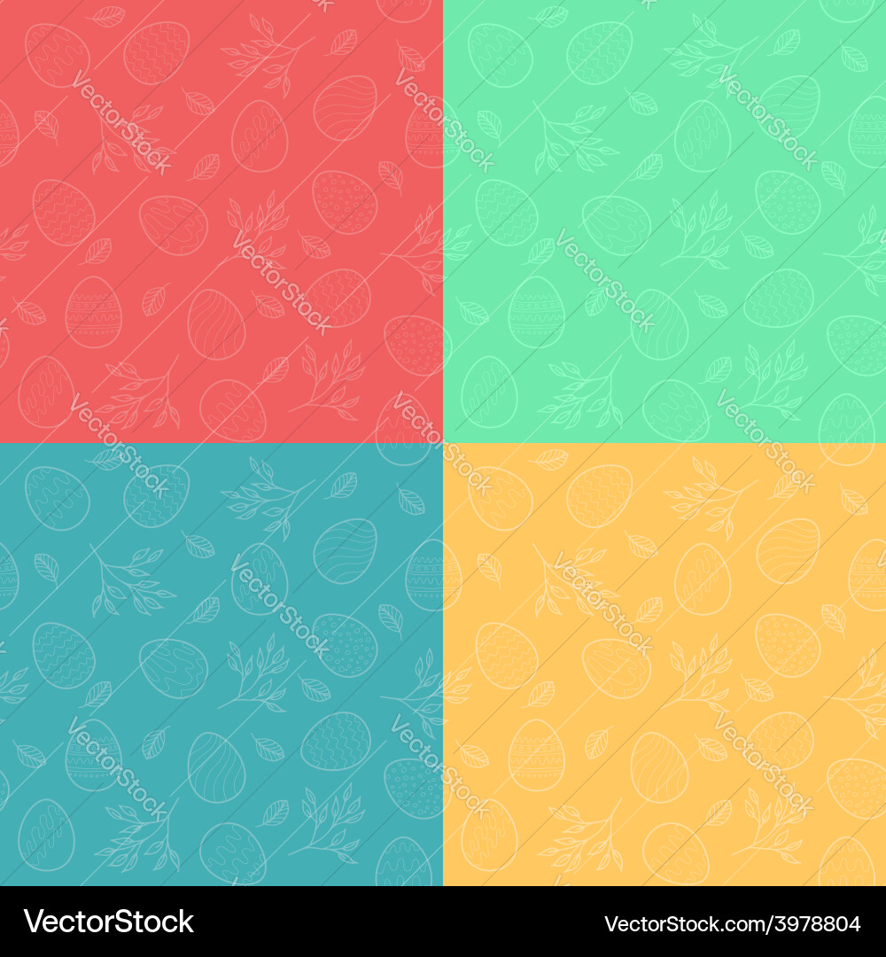 Seamless patterns with easter eggs Royalty Free Vector Image