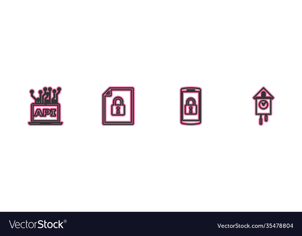 Set line computer api interface smartphone vector image Set line computer api interface smartphone
