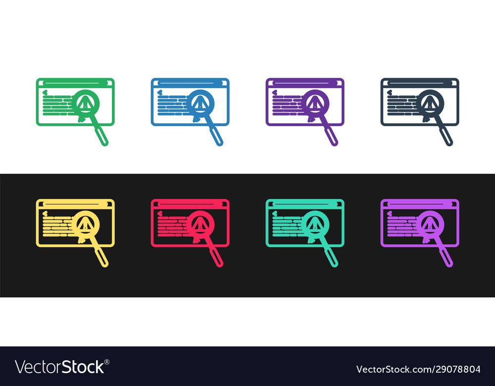 Set line system bug concept icon isolated on black vector image Set line system bug concept icon isolated on black
