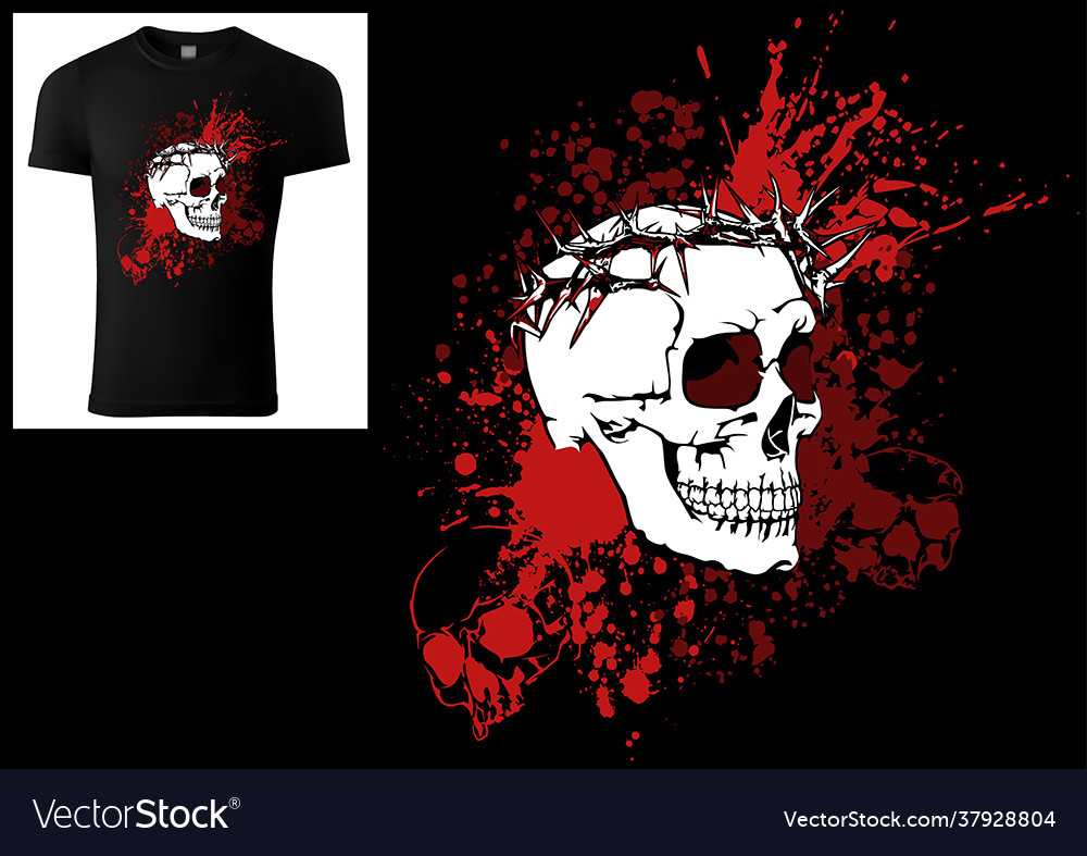 Skull with Crown of Thorns - Dark T-Shirt