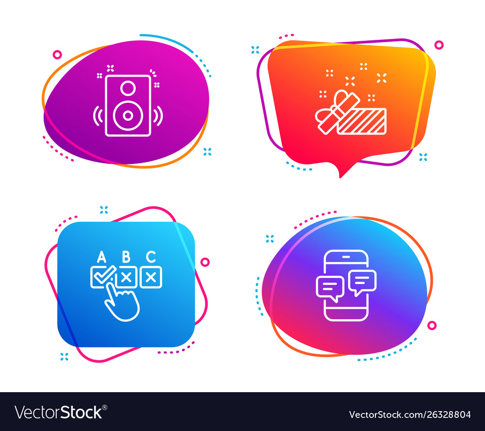 Speakers correct checkbox and present icons set vector image Speakers correct checkbox and present icons set