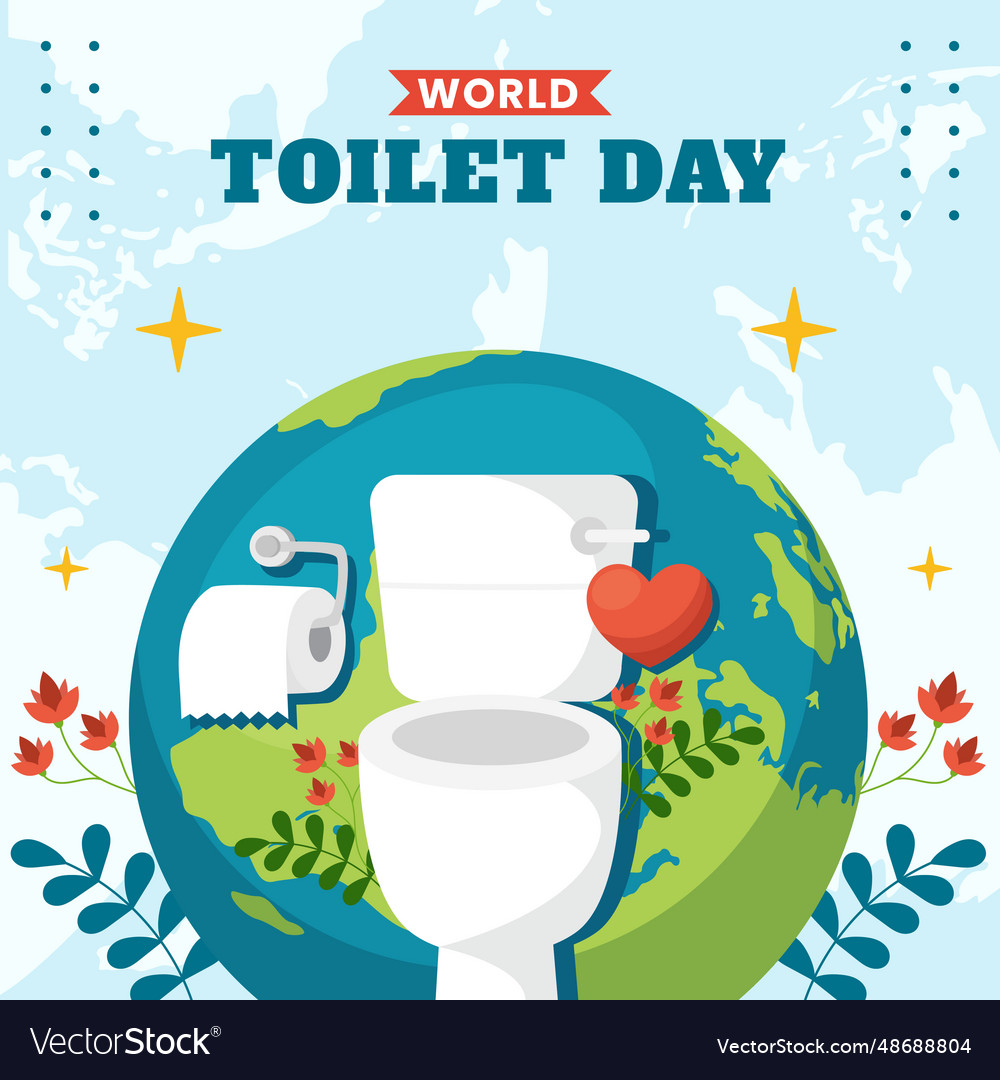 Toilet day social media flat cartoon hand drawn