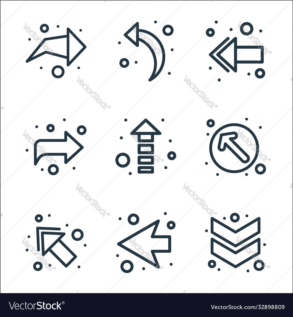 Arrows line icons linear set quality