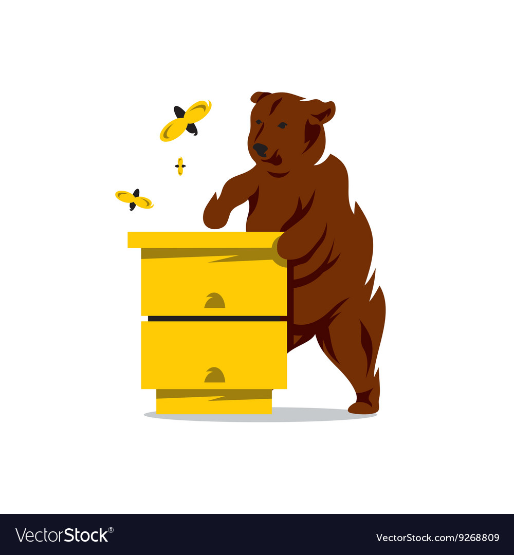 Bear bees and hive cartoon