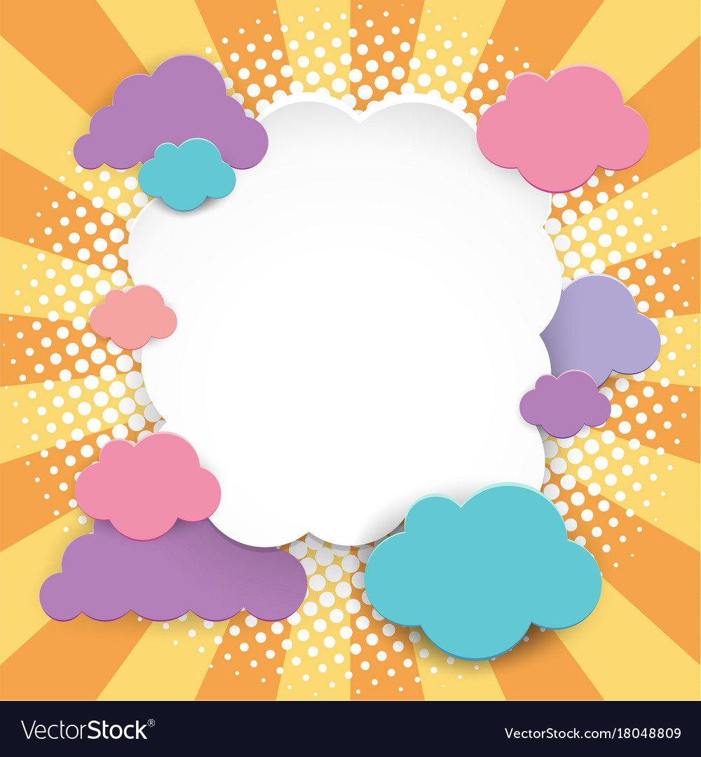 Download Border design with colorful clouds Royalty Free Vector Image