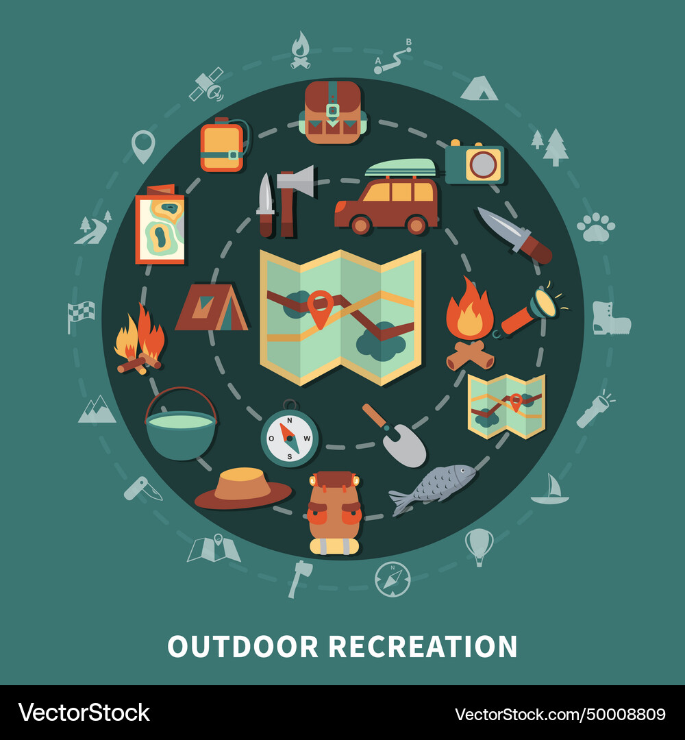 Camping flat composition Royalty Free Vector Image