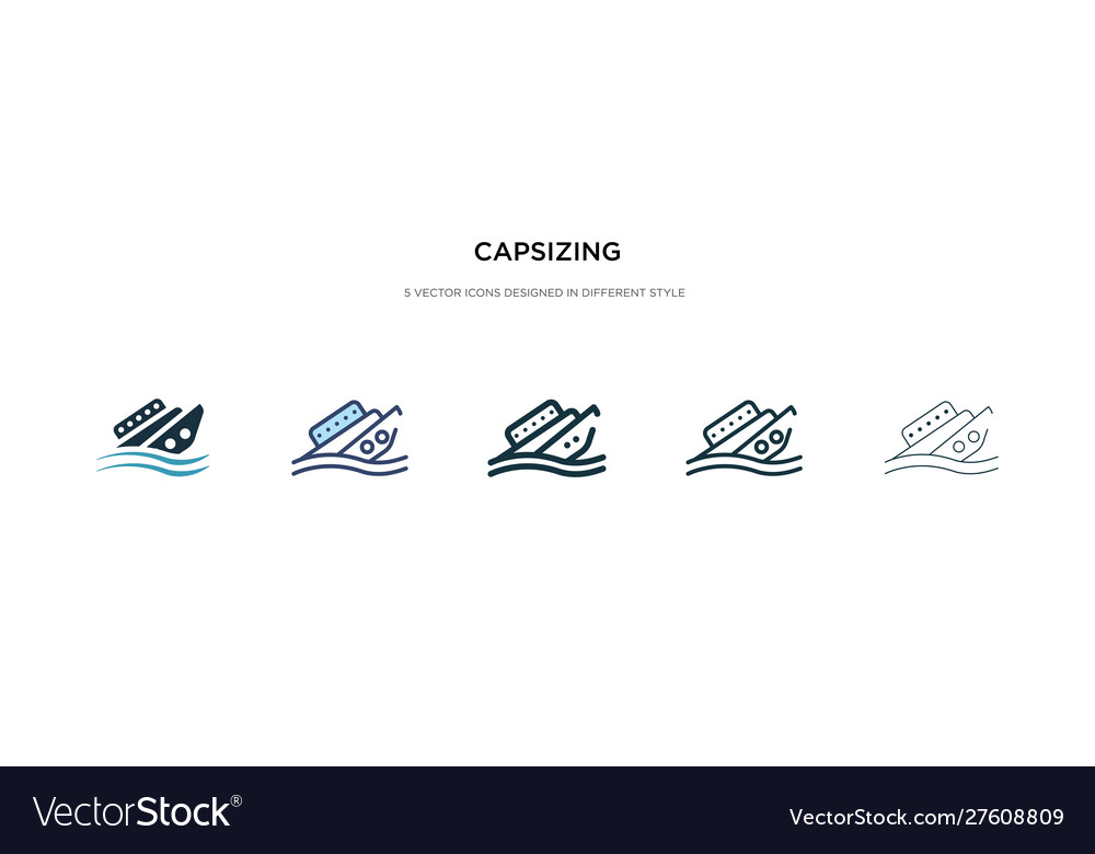 Capsizing icon in different style two colored
