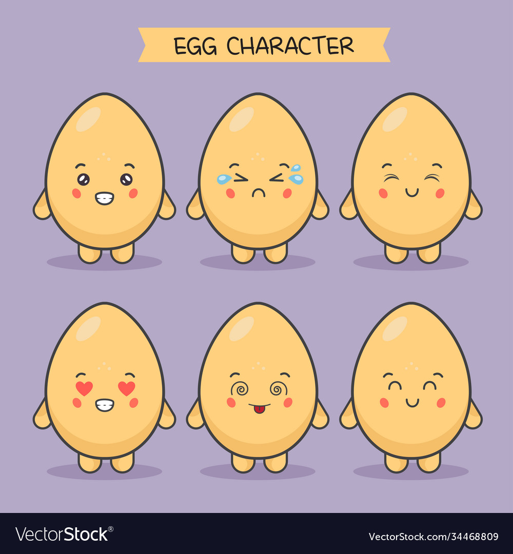 Cute egg characters with various expression