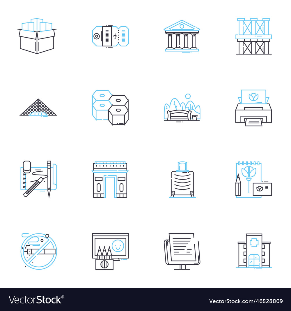 Drafting linear icons set design blueprint vector image Drafting linear icons set design blueprint