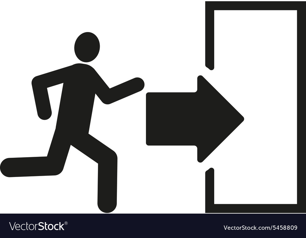 Exit icon emergency symbol flat