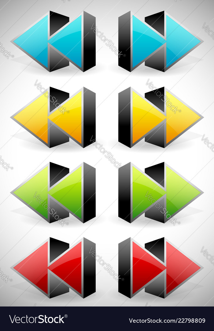 Glossy 3d forward and backward rewind fast vector image Glossy 3d forward and backward rewind fast
