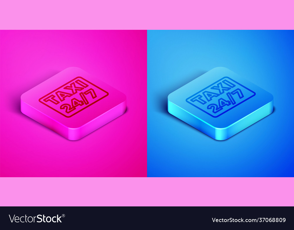 Isometric line map pointer with taxi icon isolated vector image Isometric line map pointer with taxi icon isolated