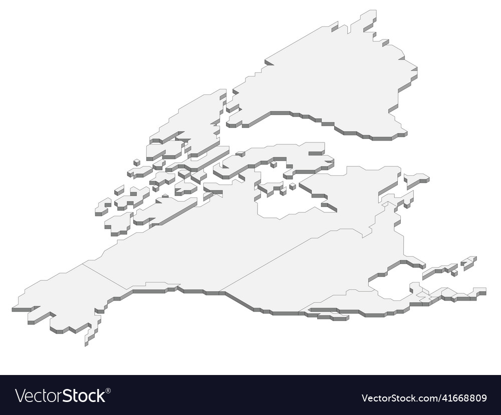 Isometric political map of north america