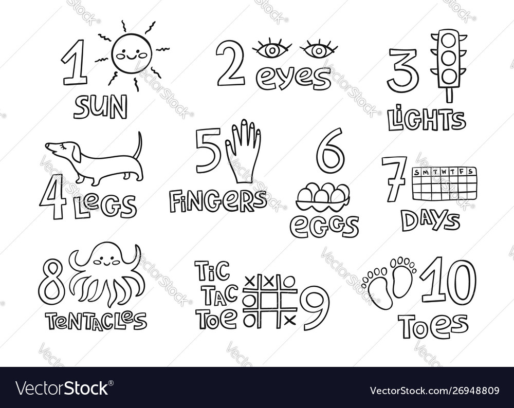 Numbers and counting practice printable poster Vector Image Numbers and counting practice printable poster