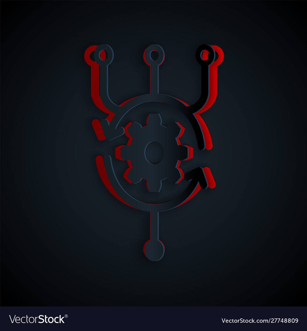 Paper cut algorithm icon isolated on black vector image Paper cut algorithm icon isolated on black