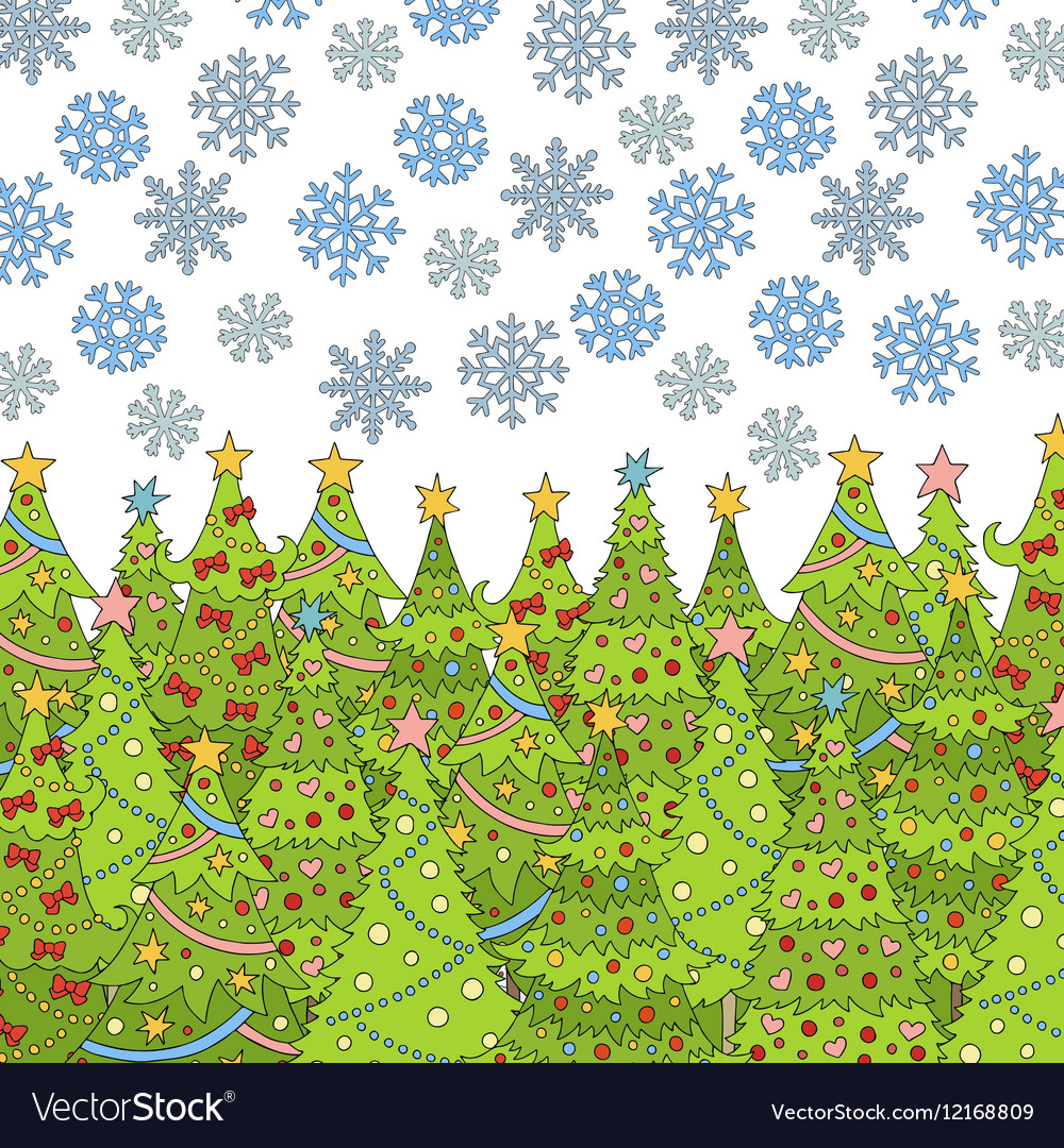 Pattern with christmas tree and snowflake
