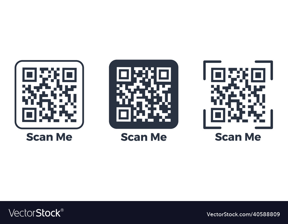 Qr code set template of frames with text - scan vector image Qr code set template of frames with text - scan