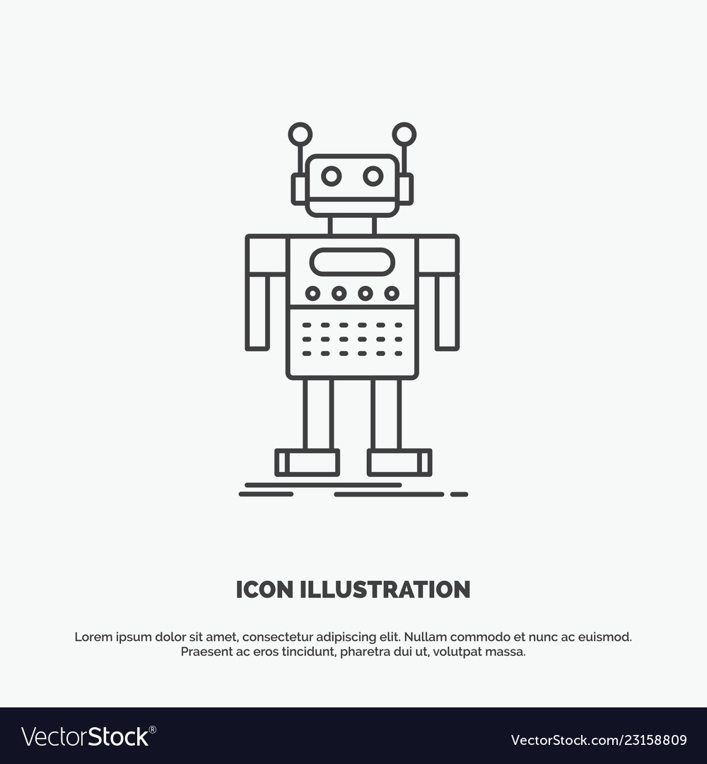 Robot android artificial bot technology icon line vector image Robot android artificial bot technology icon line