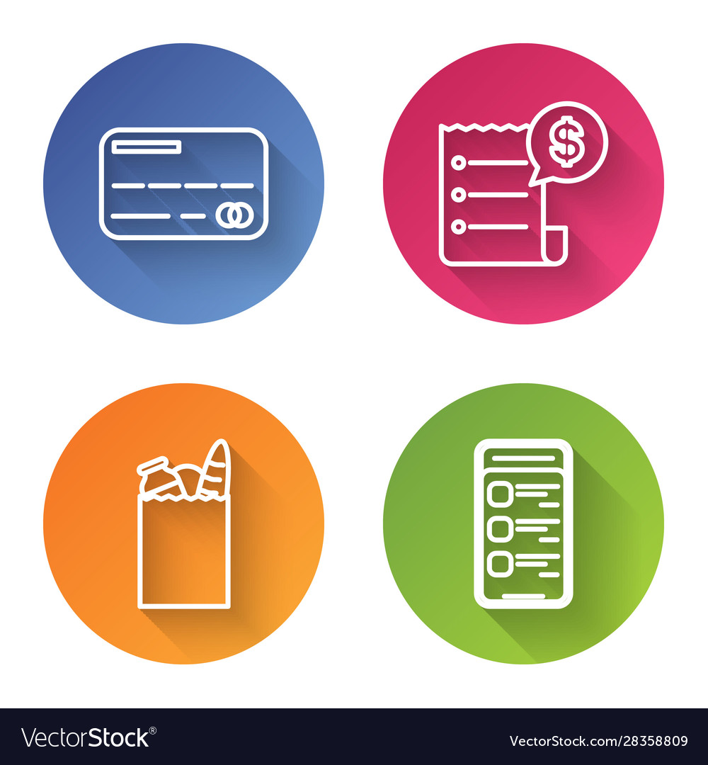 Set line credit card paper check and financial Vector Image