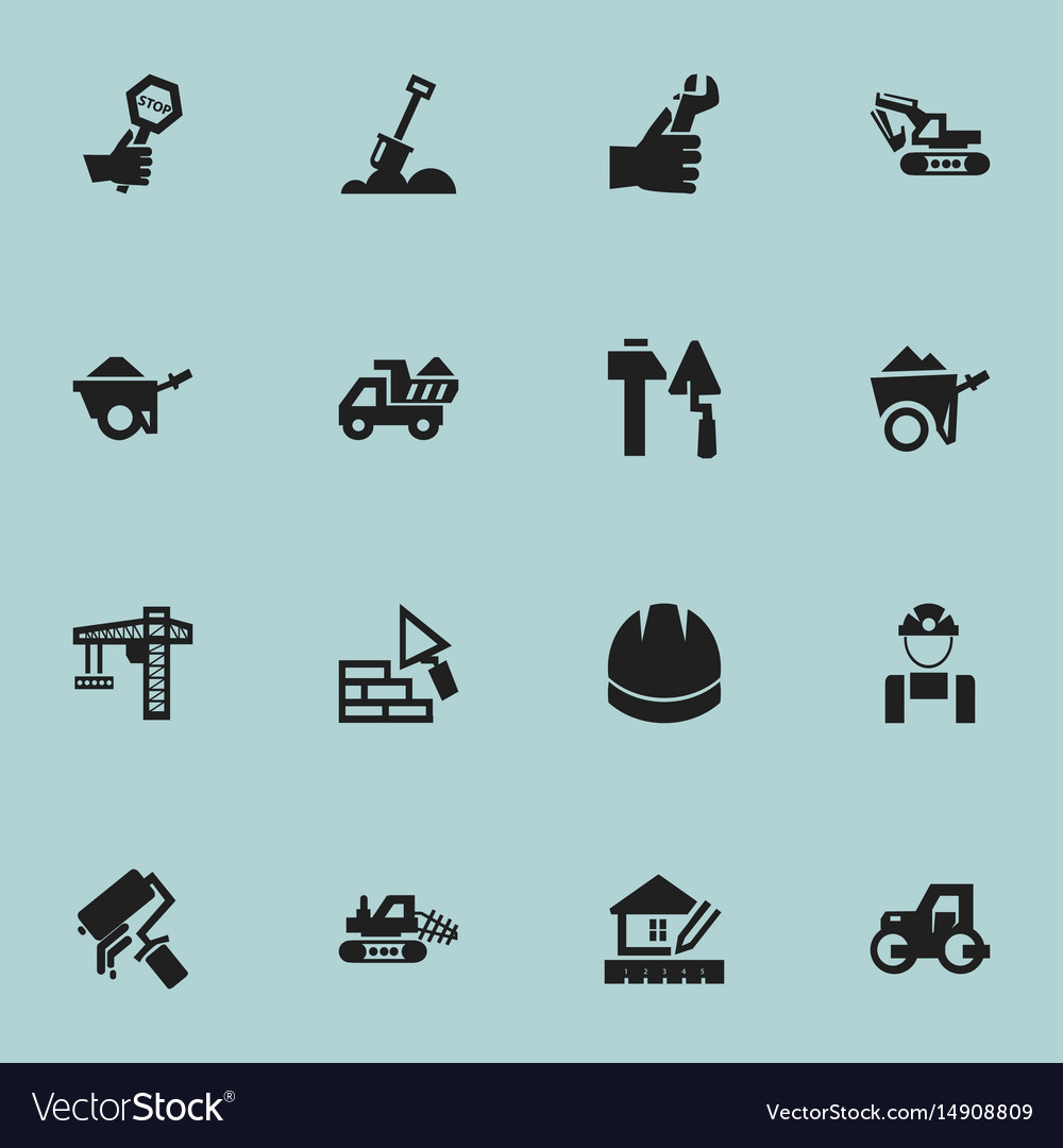 Set of 16 editable building icons includes