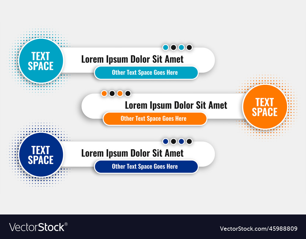 Set of three modern lower third banner template