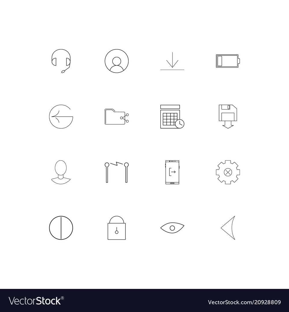 User interface linear thin icons set outlined