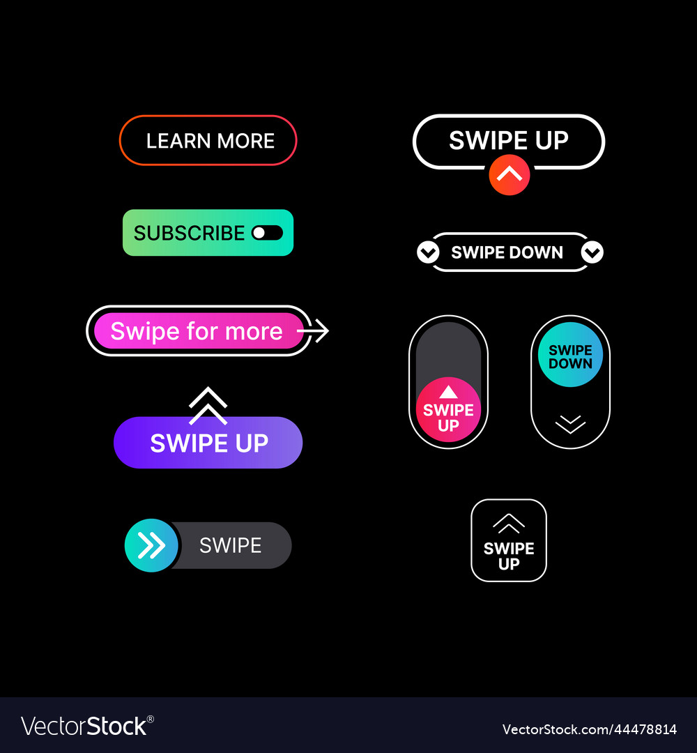 Big set of swipe up down for more vector image Big set of swipe up down for more