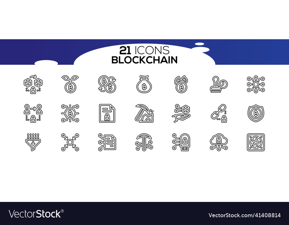 Blockchain web icon set information