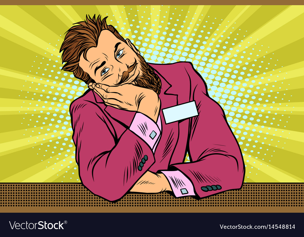 Businessman bearded hipster concierge sits Vector Image