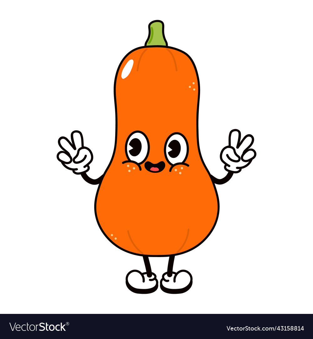 Cute funny pumpkin waving hand character