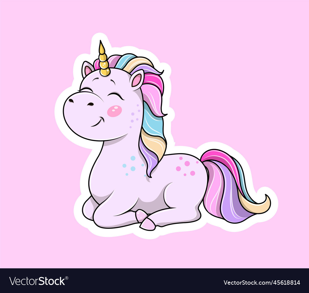 Cute unicorn sticker Royalty Free Vector Image