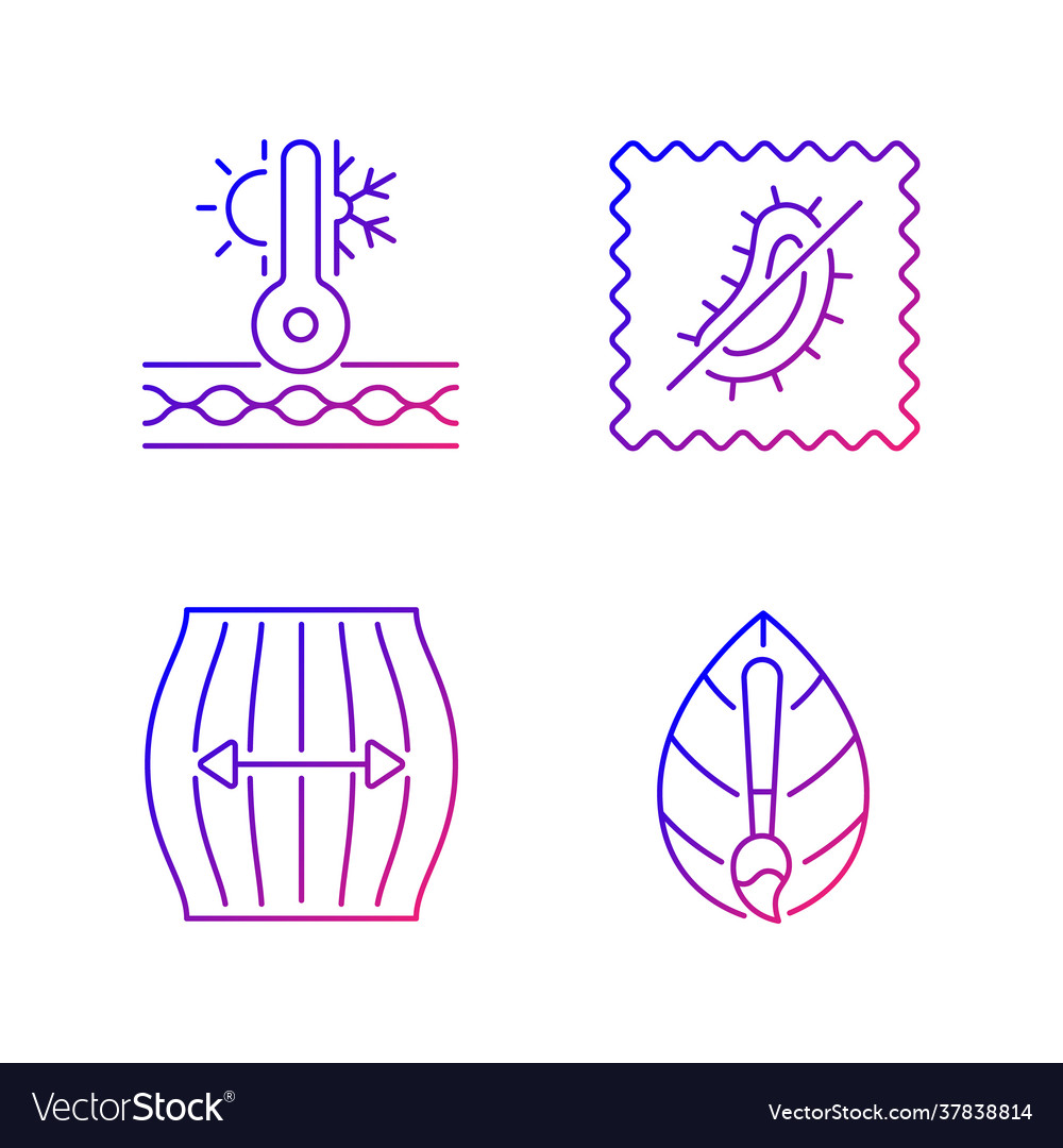 Different fabric features gradient linear icons