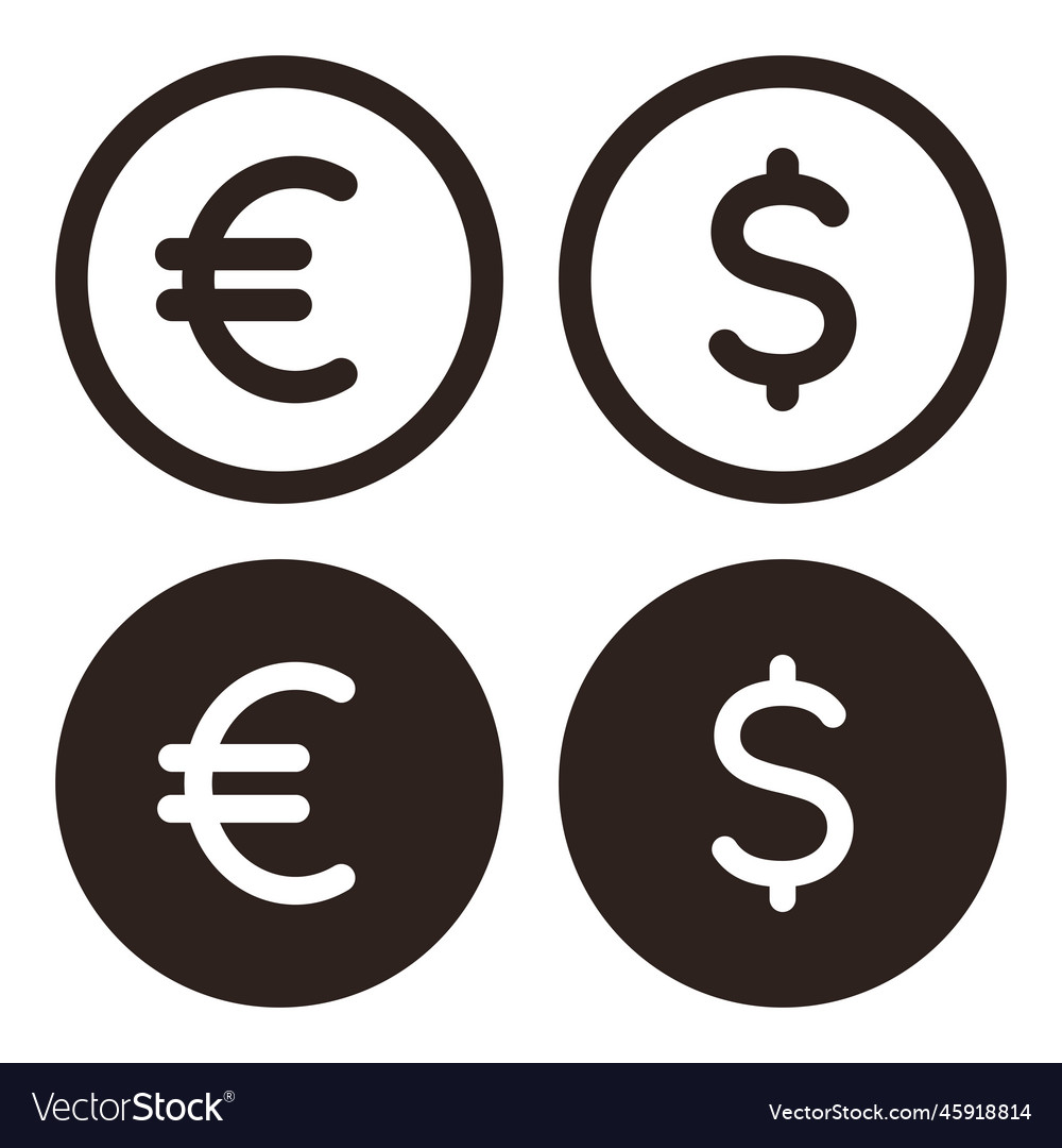 Euro and dollar sign set Royalty Free Vector Image