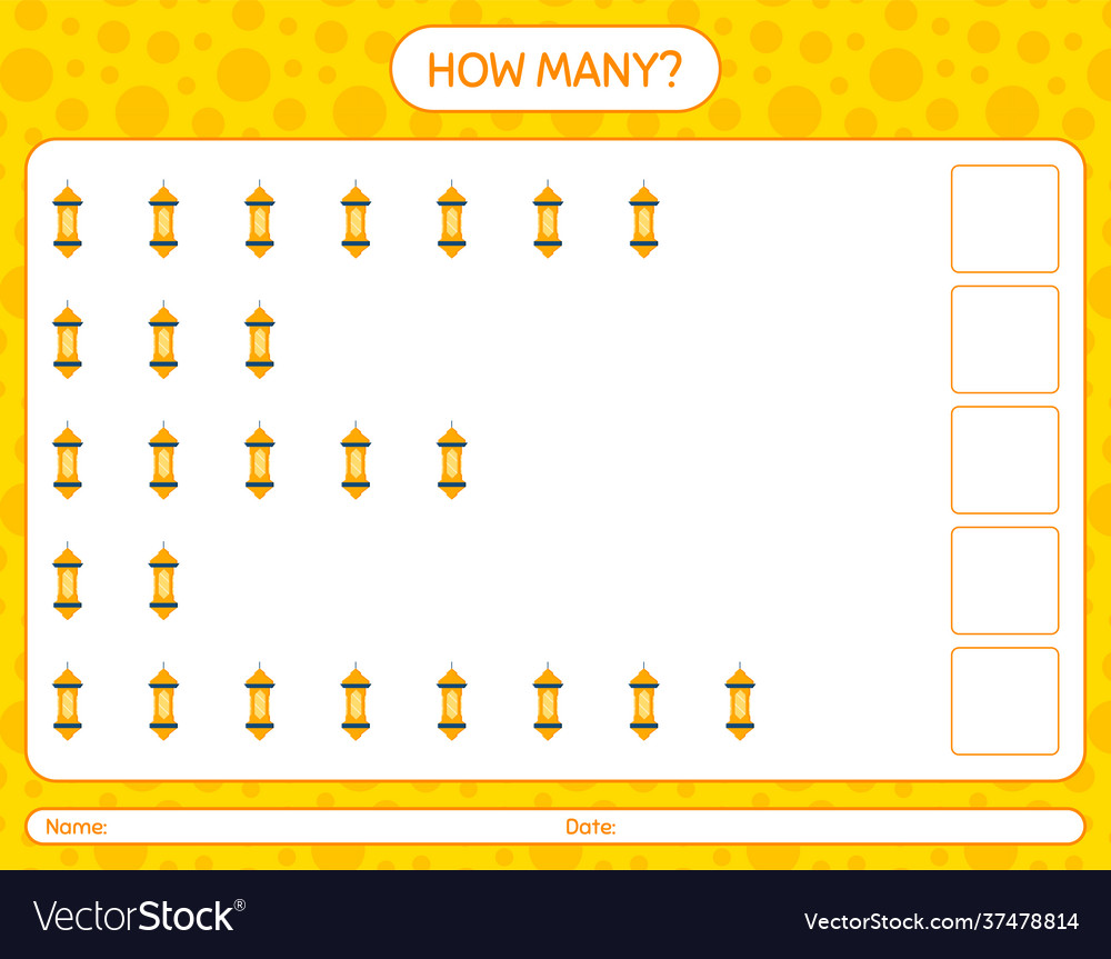How many counting game with arabic lantern vector image How many counting game with arabic lantern