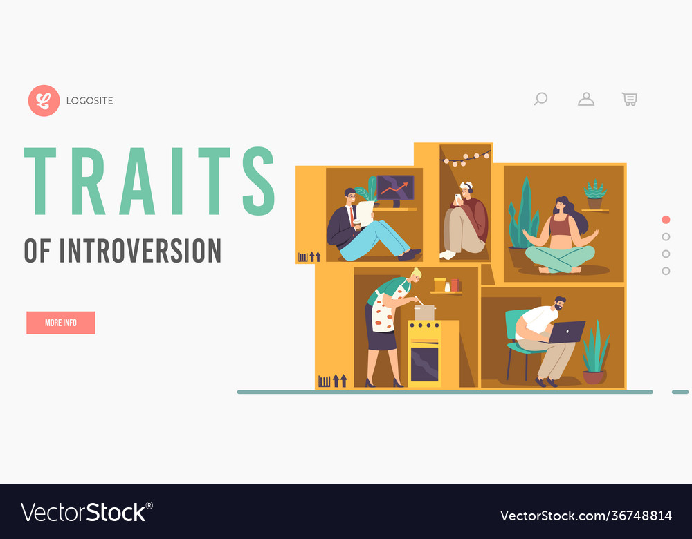 Isolation or introversion landing page template vector image Isolation or introversion landing page template
