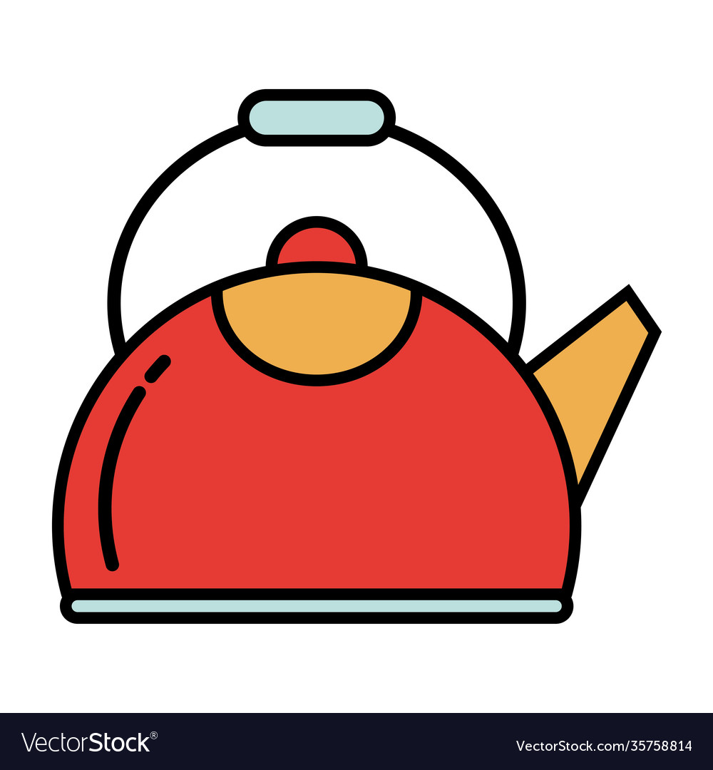 Jar Teapot Kitchen Utensil Line And Colors Style Vector Image