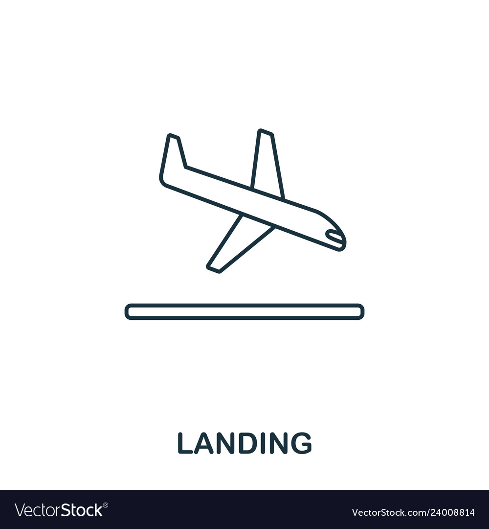 Landing icon outline thin line style from airport