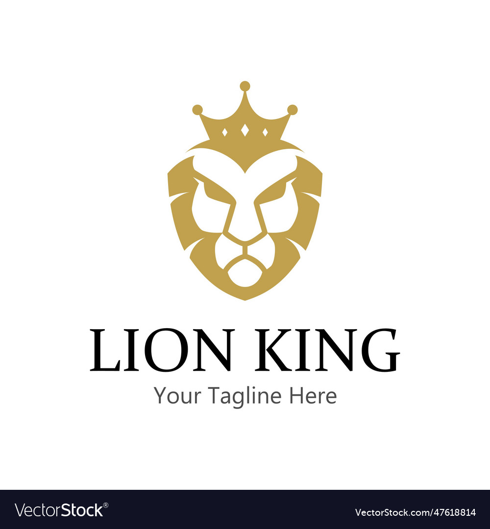 Lion king flat style logo Royalty Free Vector Image